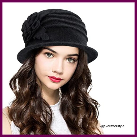 Vintage Wool Cloche Hat Adjustable Derby Style Fall Winter